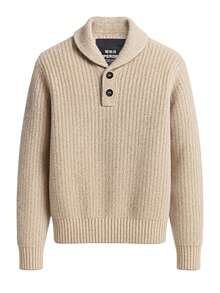 Men's Shawl Collar Sweaters Beige - Beige - View 4