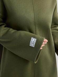 Veilorie Women Casual Loose Solid Color Comfortable Long Sleeve Sweatshirt Dress - Army Green - View 6