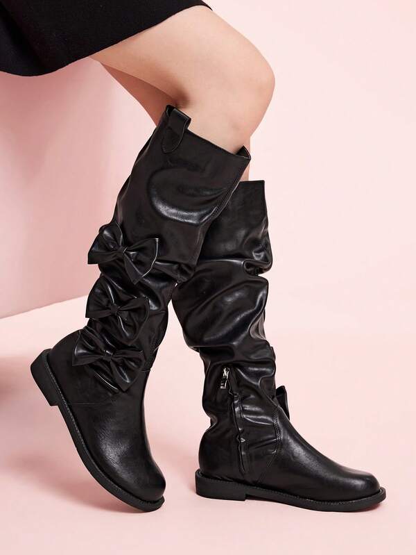 CUCCOO DOLLMOD Botas altas de montar de mujer con puntera redonda y ajuste delgado, estilo retro