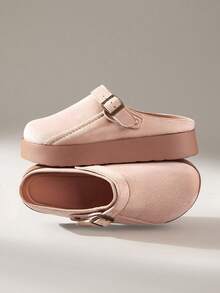 Solecia 女士厚底搭扣休闲拖鞋 - 杏色 - 查看 3