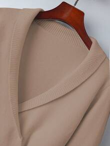 Franclia Unique Design Cardigan Sweater For Women - Khaki - View 5