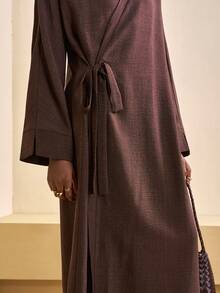 Zivah 2026 Spring And Summer New Commuter Casual Old Money Style Loose Brown V-Neck Wrap Lace Long Sleeve Women Maxi Dress, Suitable For Travel, Shopping, Commuting, Dating, Party, Gathering, Brunch Clothing, Airport Wear, Christmas, New Year, Festival,Church Outfits Women-E - Brown - View 6