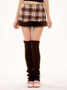 ROMWE Avant Retro Sweet Vintage Plaid Low Waist Fringed Mini Skirt - Multicolor - View 4