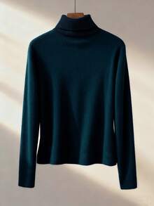 Franclia 新款加厚百搭圆领长袖女式T恤，冬季款 - 寶藍色 - 查看 2