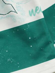 ROMWE MEN Street Life Áo thun nam cổ polo sọc dài tay in họa tiết, phong cách thường ngày của sinh viên - Nhiều màu - Xem 5