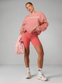 MISSGUIDED Relaxed Fit Crew Neck Graphic Sweatshirt With Logo Print Casual Pullover Sweatshirt For Fall Winter - Pink - View 3