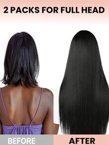 无痕PU夹式接发，真人发，隐形PU贴面，丝滑直发，女士专用，7片装，每套16个夹子 - SNatural - 查看 9