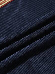 Easelle Áo khoác dáng rộng cổ đứng thêu phong cách cung điện cổ điển dành cho nữ - Màu xanh lam - Xem 6