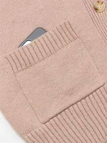 INAWLY 大码女式时尚长袖开衫，带毛领，秋冬款 - 杏色 - 查看 4