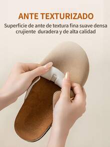 Sandalias planas para mujer, versátiles y perfectas para el día a día; con puntera redonda y hebilla cuadrada, zapatos a juegoel regalo ideal para San Valentín, fáciles de combinar con cualquier look - Caqui - Ver 4