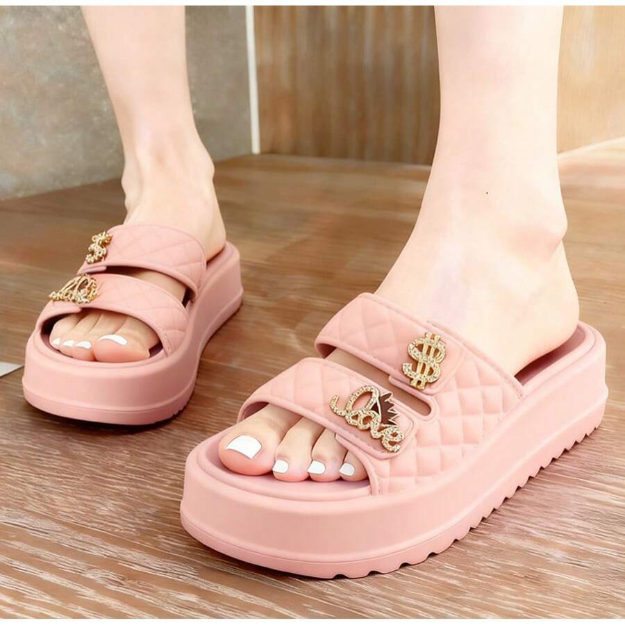 Chanclas /pantuflas de Moda Mujer con Plataforma Alta para Aumentar Estatura, Sandalias Unisex de Hebilla de Una Pieza para Exterior e Interior, Suela Antideslizante - 8756-Rosa - Ver 1