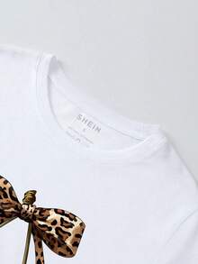 INAWLY Women's Cherry Blossom Print Round Neck Casual Short Sleeve T-Shirt,Summer,Holiday - White - View 3