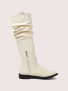 CUCCOO DOLLMOD Women's Retro Over-The-Knee Boots, Round Toe Slim Fit Tall Riding Boots For Christmas - Beige - View 10