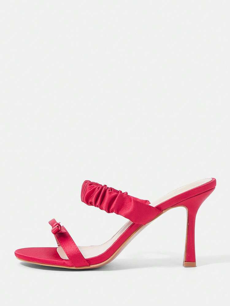 Women'S Lovely And Comfortable Style Red Suede High Heel Round Toe Sandals