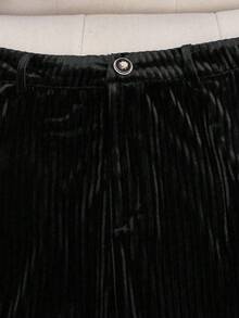 GlowEve Bộ áo khoác blazer nhung kèm thắt lưng và quần dài cho nữ, thích hợp cho đêm Giáng sinh, Giáng sinh, Halloween, Lễ tạ ơn - màu đen - Xem 3