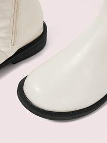 CUCCOO DOLLMOD 女式复古过膝长靴，圆头修身高筒马靴 - 米色 - 查看 8