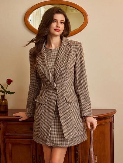 Vintamour Women 2 Pieces Vintage Elegant Dress Blazer Set Casual Outfits Two Pieces Set Women Vacation Outfits 2 Pieces Sets Ladies Business Casual Woman Wedding Guest Dress Women 2 Pieces Set Women Birthday Outfits For Women Elegant Dresses For Women Office Outfits For Women Fall Clothes For Women Fall Women Clothes Winter Clothes For Women Fall Dresses For Women Work Outfits For Women Western Wear Women Fall Outfits For Women Work Clothes Women