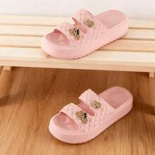 Chanclas /pantuflas de Moda Mujer con Plataforma Alta para Aumentar Estatura, Sandalias Unisex de Hebilla de Una Pieza para Exterior e Interior, Suela Antideslizante - 8756-Rosa - Ver 4