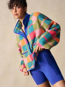 VARSIVA 女士彩色格子长袖休闲抓绒卫衣 - 彩色 - 查看 5
