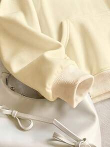 Tween Girls' Casual Bow Embroidered Sweatshirt - Apricot - View 4