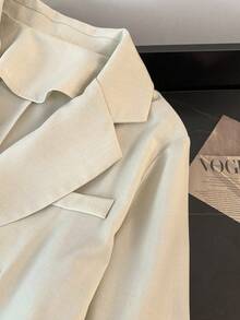 GlowEve CURVE Plus Size Women's Popular Solid Color Lapel Long Sleeve Commuter Blazer Jacket, Elegant Metal Button Design Versatile Ladies Autumn/Winter Coat Fall - Apricot - View 3