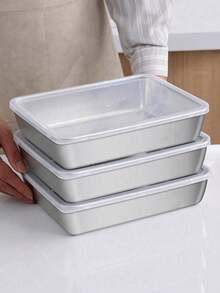 3件套不锈钢长方形食品储物盒带盖 - 可用于备餐、沙拉、甜点、腌制食品 - 多功能厨房收纳盒 - 彩色 - 查看 2