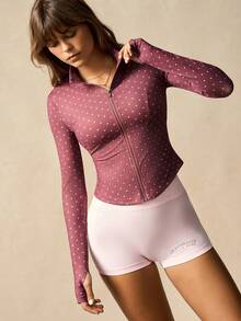 VARSIVA Luźna, dopasowana kurtka sportowa damska z długim rękawem i zapięciem na suwak w groszki - Wielokolorowe - Zobacz 7