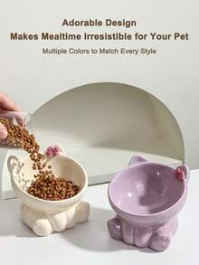 PETSIN Cat Bowl Ceramic Cat Food Bowl Cat Rice Bowl Pet Bowl Cute Cat Rice Bowl Pet Supplies