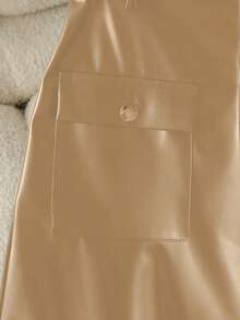 GlowEve Women's Fashionable Versatile Commuter Solid Color Front Button Skirt - Khaki - View 3