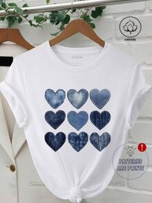 INAWLY Simple Crew Neck Short Sleeve T-Shirt, Fashionable For Summer - White - View 1