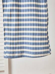 SHEIN 柔软亲肤 | 女童蓝白条纹翻领休闲上衣+阔腿裤时尚套装 - 春秋季长袖长裤套装（无内衬），日常穿着的理想之选 - 藍色 - 查看 5