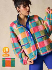 VARSIVA 女士彩色格子长袖休闲抓绒卫衣 - 彩色 - 查看 2