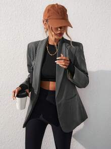 Aveloria Modichic Solid Color Fashionable Commuting OL Office Lady Design Suit Blazer  Fall Cloth For Women - Grey - View 6