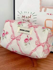 1/2/3PCS Capacity Wearable Zippered Travel Storage Stationery Rose Red Floral Print Multicolor Cosmetic Bag For Women Travel Fashion Casual Makeup Organizer Beauty Pouch - Multicolor - View 6