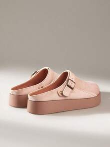 Solecia 女士厚底搭扣休闲拖鞋 - 杏色 - 查看 5