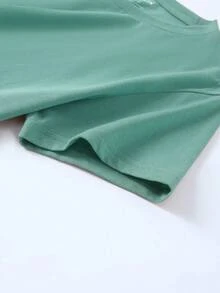 INAWLY 女士心形印花休闲圆领短袖 T 恤 - 薄荷綠 - 查看 4