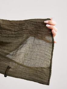 Veilorie 休闲纯色长袖修身女式衬衫 - 軍綠色 - 查看 8