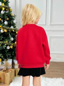 Leap Crew Mädchen Rotes Sweatshirt, geeignet für Kinderkasualmode, Schulanfang, Eröffnungszeremonie, Alltagskleidung, Schule, Reisen, Sport, Herbst/Winter, Neujahr, Weihnachten