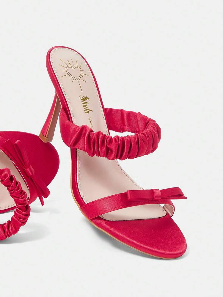 Women'S Lovely And Comfortable Style Red Suede High Heel Round Toe Sandals