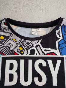 Transformers X SHEIN Tween Boy Cool Casual All-Over Print Crew Neck Long Sleeve Knit T-Shirt - Multicolor - View 6