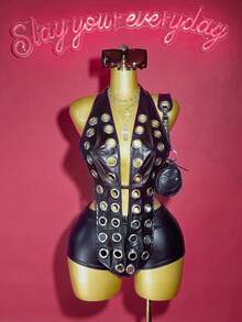 Slaydiva Thời trang nữ cỡ lớn, gợi cảm, phong cách Punk, kim loại, lưới. - màu đen - Xem 11