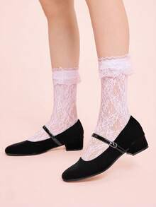 CUCCOO DOLLMOD 女士法式复古玛丽珍鞋，黑色粗跟 - 黑色 - 查看 5