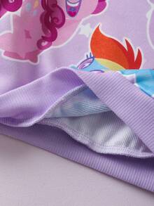 My Little Pony X SHEIN Baby Girl Cute Cartoon Pony Print Crew Neck Long Sleeve Loose Casual Outdoor Purple Sweatshirt - Multicolor - View 4