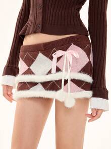 ROMWE Kawaii 休闲百搭修身迷你女式毛衣裙 - 卡其色 - 查看 4