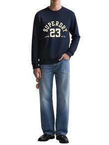 Vintage Men Crew Sweatshirt Navy - 海軍 - 查看 3