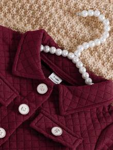 SHEIN Toddler Girls' Elegant Fashion Street Style Pants Set, Spring/Autumn - Burgundy - View 4