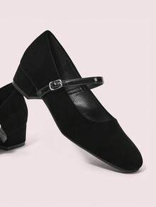 CUCCOO DOLLMOD 女士法式复古玛丽珍鞋，黑色粗跟 - 黑色 - 查看 2