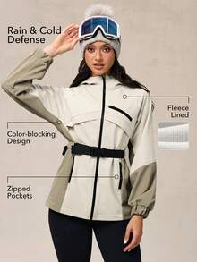 OutZeal 超大款抓绒保暖外套 防水防风软壳户外外套 - 米色 - 查看 2