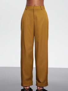 NYA SZN Kiara Pants High Rise Straight Leg Flowy Business Casual Office Streetwear Holiday Winter Carnival Outfits For Women - Yellow - View 4