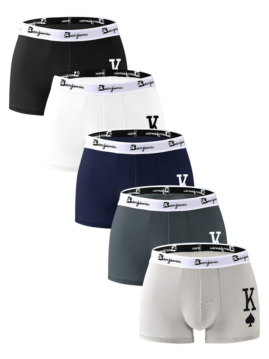 Quần lót nam Boxer Briefs cỡ lớn 5 chiếc/gói, phù hợp cho mọi mùa - Nhiều màu - Xem 1